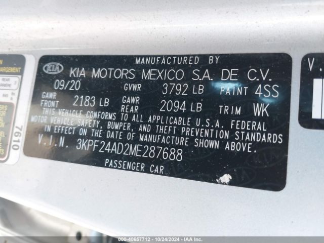 Photo 8 VIN: 3KPF24AD2ME287688 - KIA FORTE 