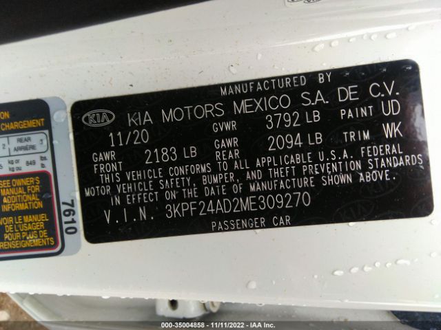 Photo 8 VIN: 3KPF24AD2ME309270 - KIA FORTE 