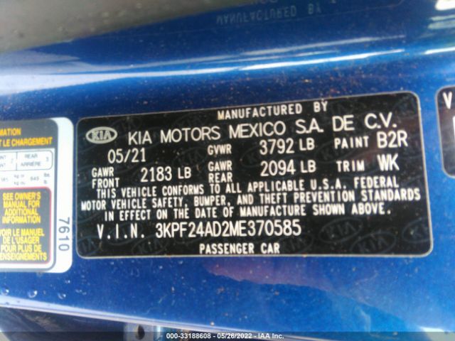 Photo 8 VIN: 3KPF24AD2ME370585 - KIA FORTE 