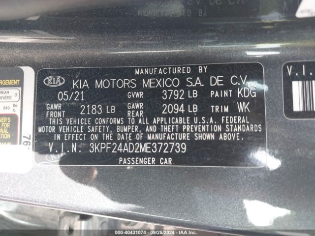 Photo 8 VIN: 3KPF24AD2ME372739 - KIA FORTE 