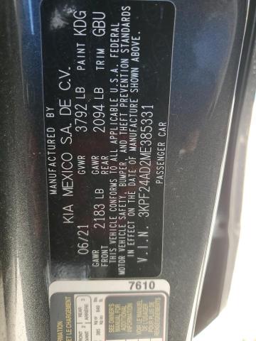 Photo 11 VIN: 3KPF24AD2ME385331 - KIA FORTE FE 