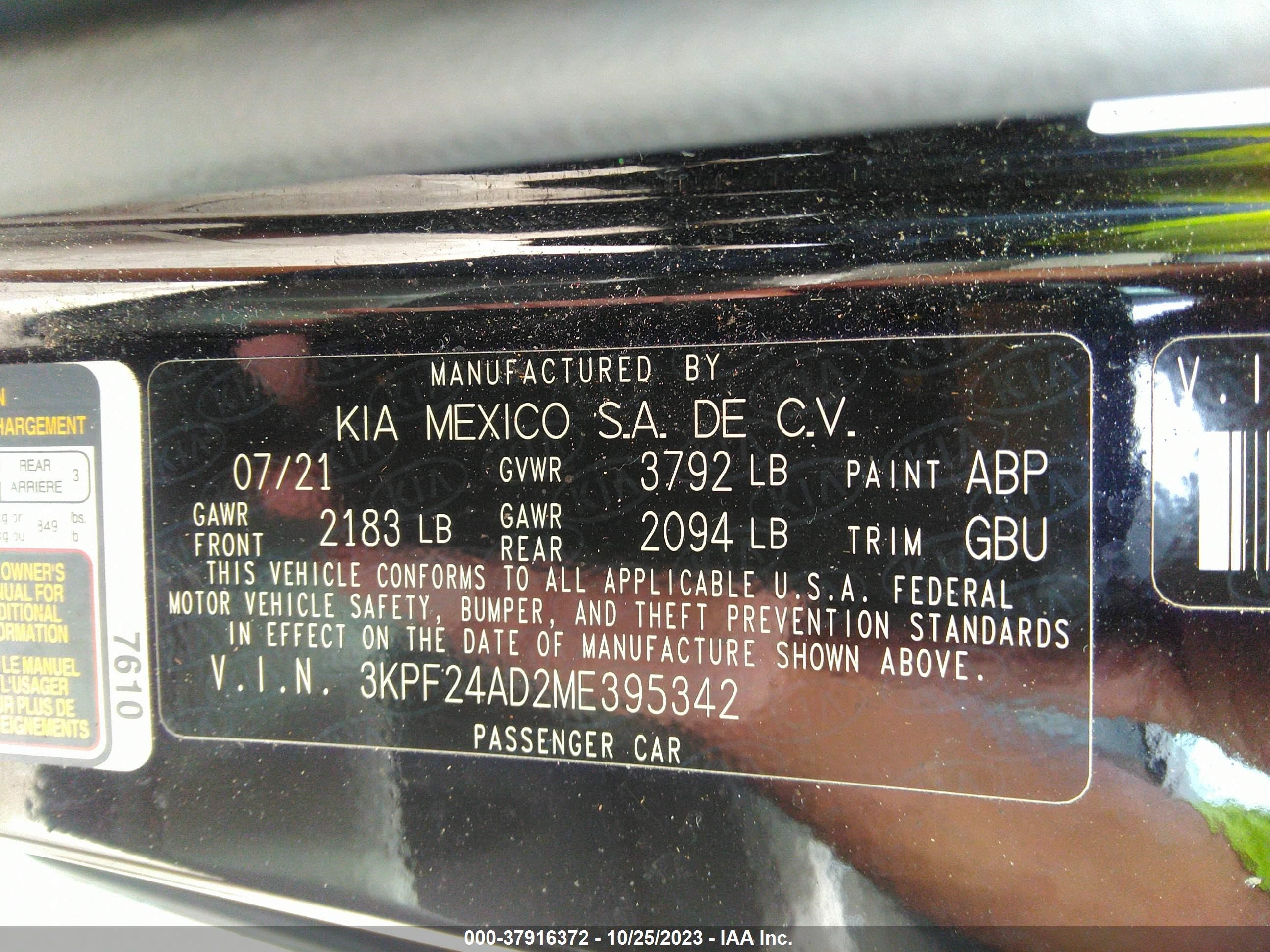 Photo 8 VIN: 3KPF24AD2ME395342 - KIA FORTE 