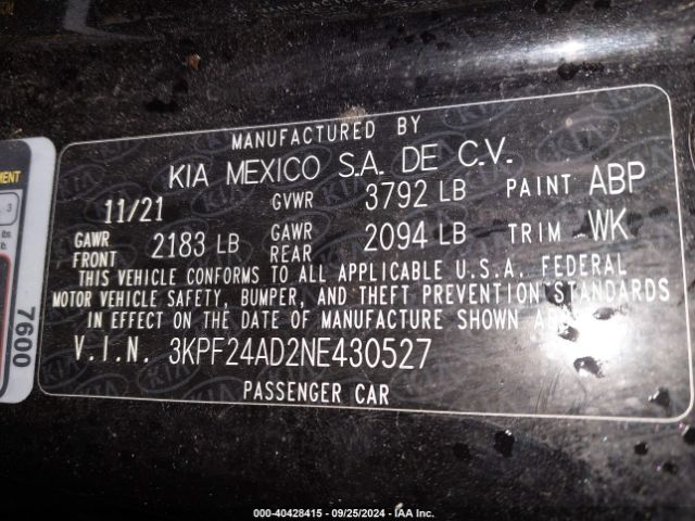 Photo 8 VIN: 3KPF24AD2NE430527 - KIA FORTE 