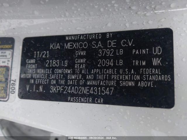 Photo 8 VIN: 3KPF24AD2NE431547 - KIA FORTE 