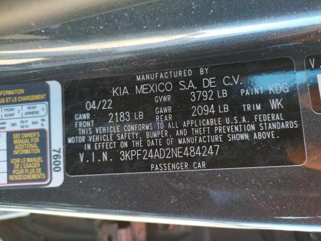 Photo 9 VIN: 3KPF24AD2NE484247 - KIA FORTE FE 