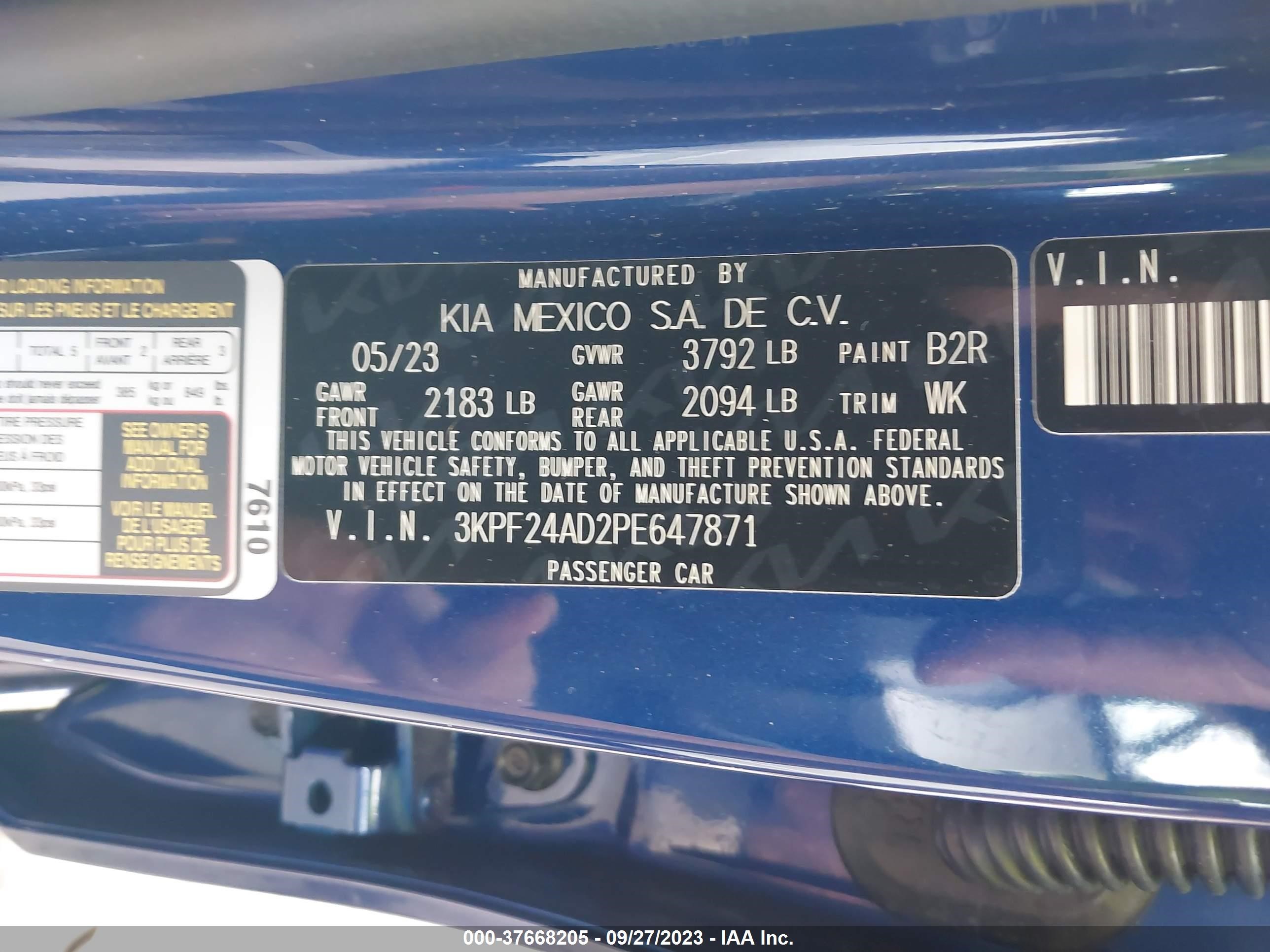 Photo 8 VIN: 3KPF24AD2PE647871 - KIA FORTE 