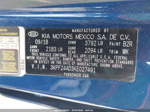 Photo 8 VIN: 3KPF24AD3KE027491 - KIA FORTE 