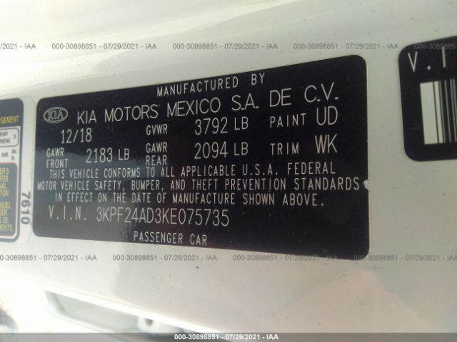 Photo 8 VIN: 3KPF24AD3KE075735 - KIA FORTE 