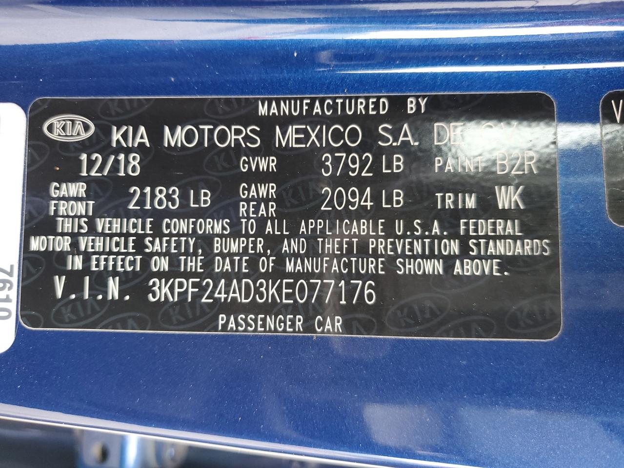 Photo 11 VIN: 3KPF24AD3KE077176 - KIA FORTE 