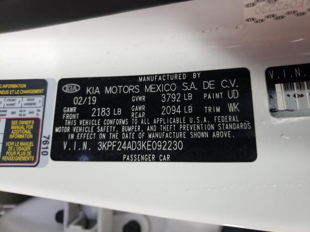 Photo 9 VIN: 3KPF24AD3KE092230 - KIA FORTE FE 