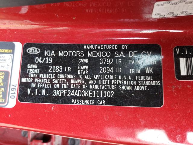 Photo 9 VIN: 3KPF24AD3KE111102 - KIA FORTE FE 