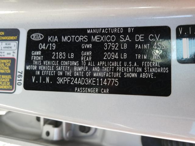 Photo 9 VIN: 3KPF24AD3KE114775 - KIA FORTE FE 