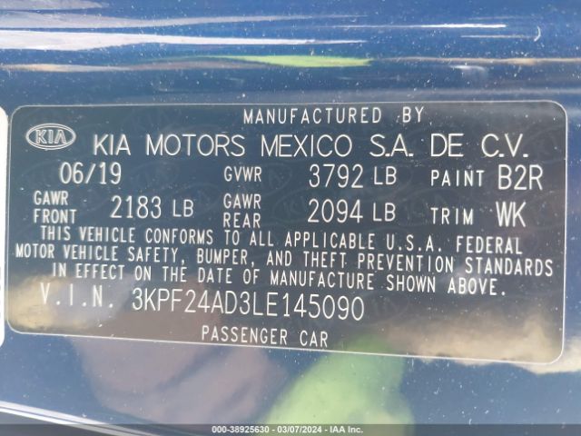 Photo 8 VIN: 3KPF24AD3LE145090 - KIA FORTE 