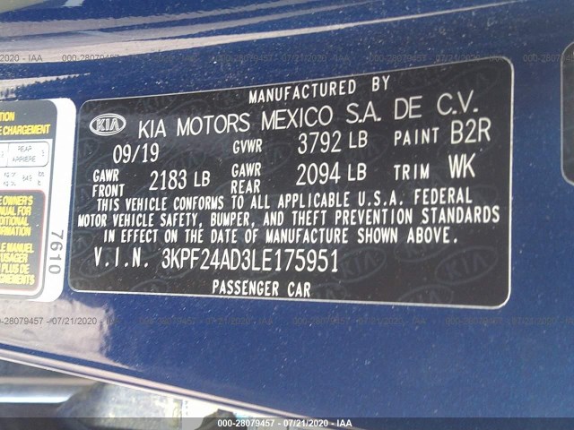 Photo 8 VIN: 3KPF24AD3LE175951 - KIA FORTE 