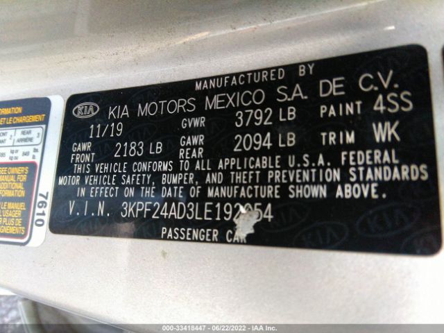 Photo 8 VIN: 3KPF24AD3LE192054 - KIA FORTE 