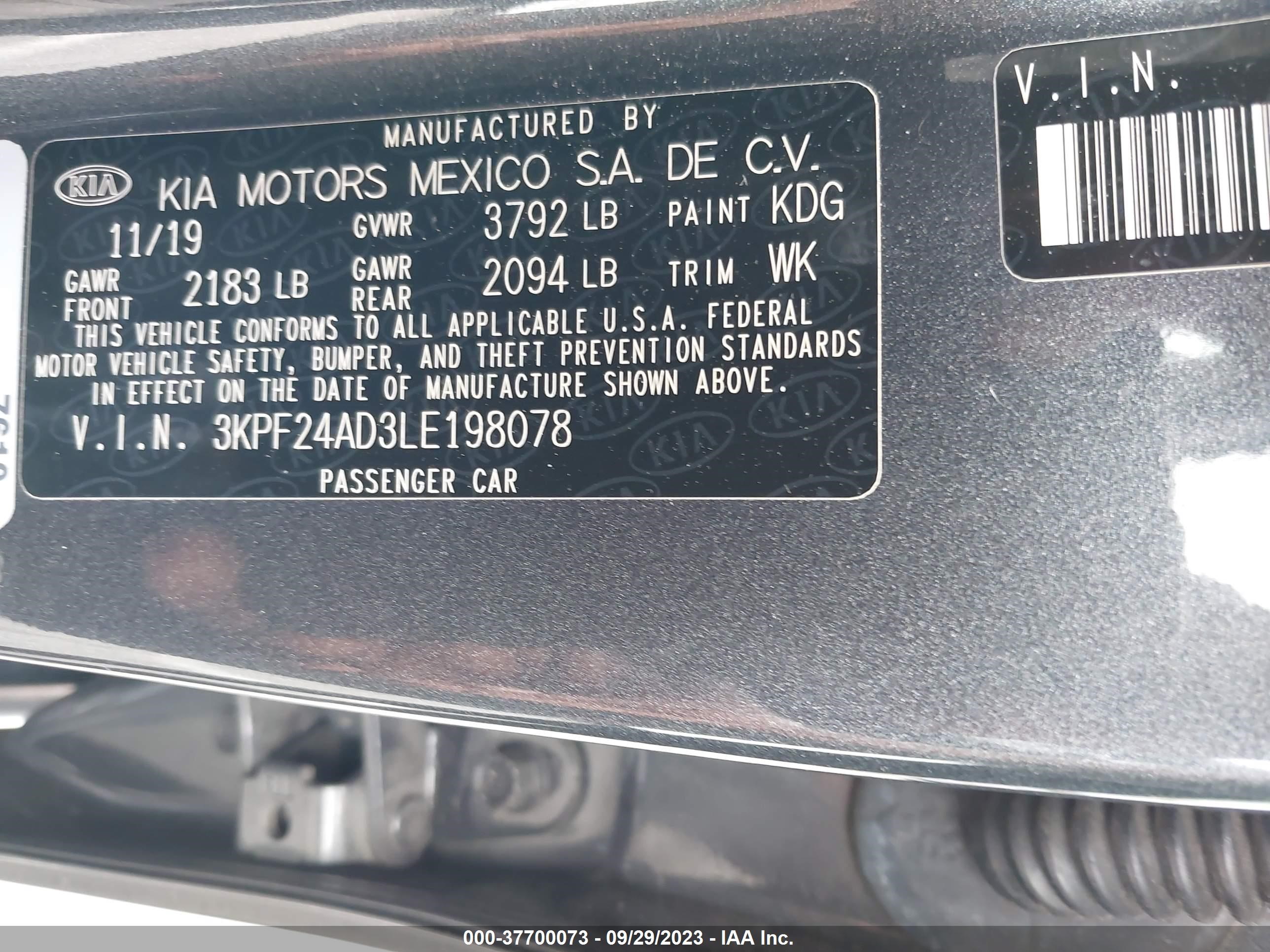 Photo 8 VIN: 3KPF24AD3LE198078 - KIA FORTE 