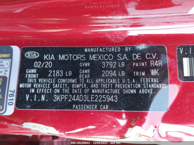 Photo 8 VIN: 3KPF24AD3LE225943 - KIA FORTE 