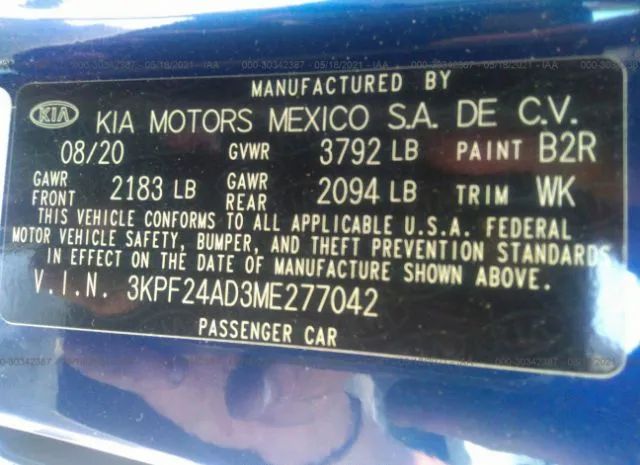 Photo 8 VIN: 3KPF24AD3ME277042 - KIA FORTE 