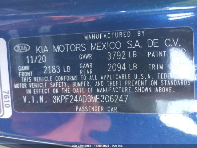 Photo 8 VIN: 3KPF24AD3ME306247 - KIA FORTE 