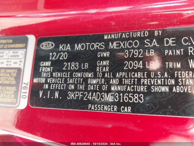 Photo 8 VIN: 3KPF24AD3ME316583 - KIA FORTE 