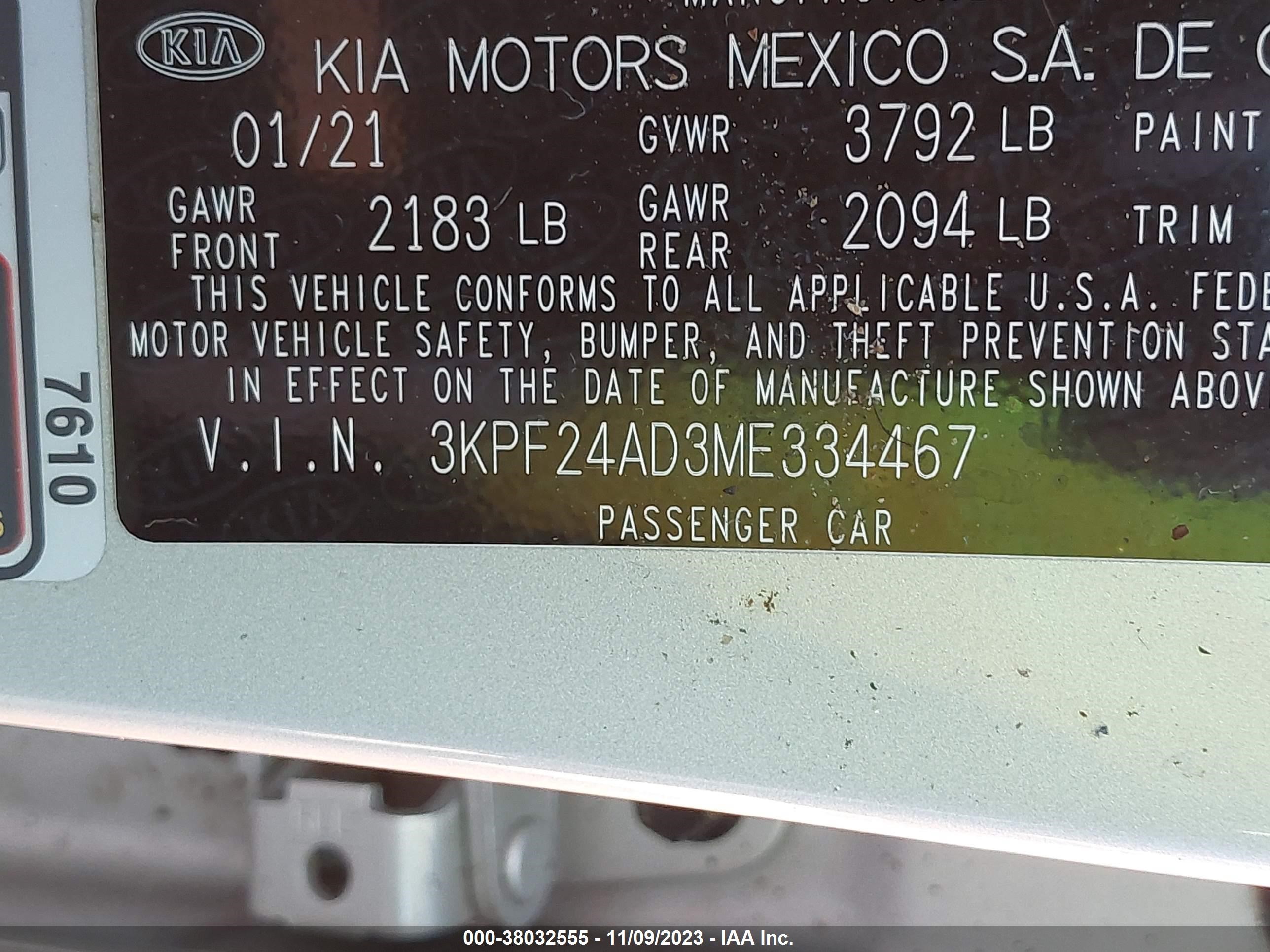 Photo 8 VIN: 3KPF24AD3ME334467 - KIA FORTE 