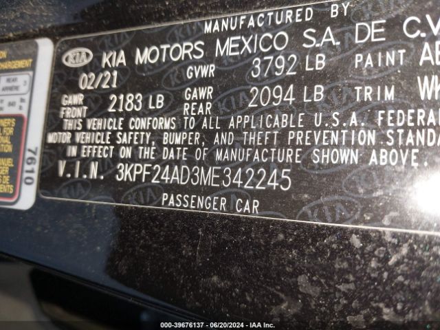 Photo 8 VIN: 3KPF24AD3ME342245 - KIA FORTE 