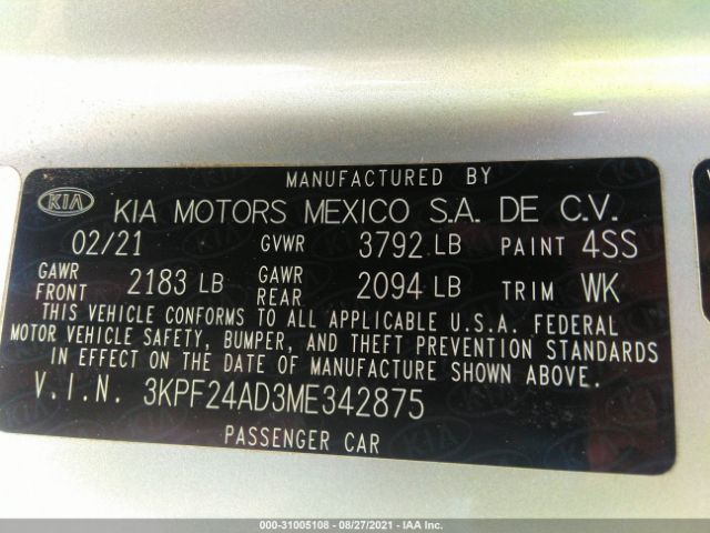 Photo 8 VIN: 3KPF24AD3ME342875 - KIA FORTE 