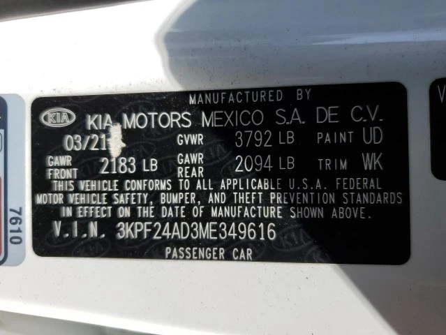 Photo 11 VIN: 3KPF24AD3ME349616 - KIA FORTE FE 