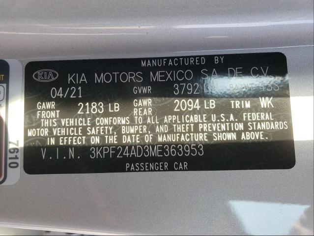 Photo 9 VIN: 3KPF24AD3ME363953 - KIA FORTE FE 