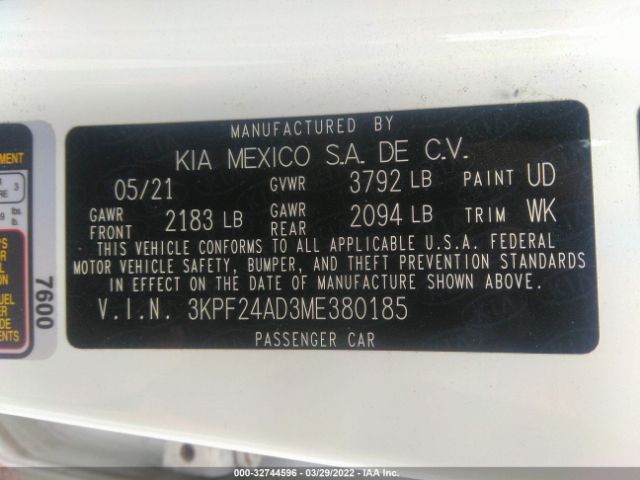 Photo 8 VIN: 3KPF24AD3ME380185 - KIA FORTE 