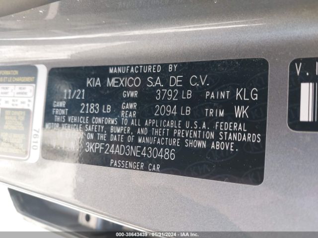 Photo 8 VIN: 3KPF24AD3NE430486 - KIA FORTE 