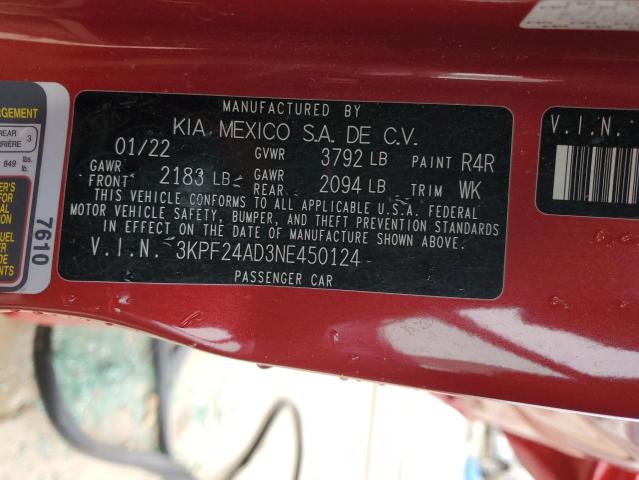 Photo 12 VIN: 3KPF24AD3NE450124 - KIA FORTE 