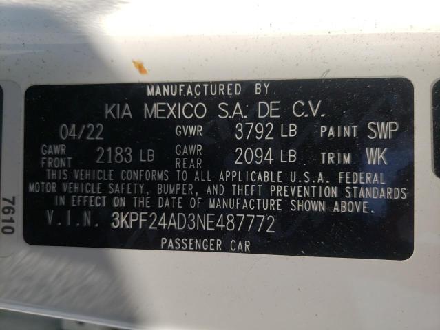 Photo 12 VIN: 3KPF24AD3NE487772 - KIA FORTE FE 