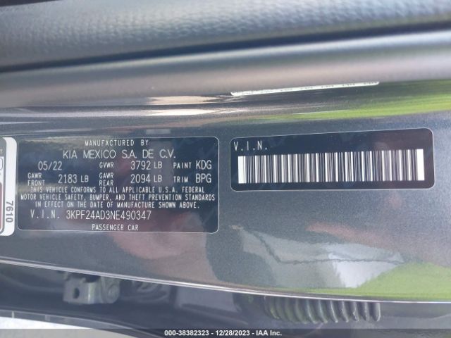 Photo 8 VIN: 3KPF24AD3NE490347 - KIA FORTE 