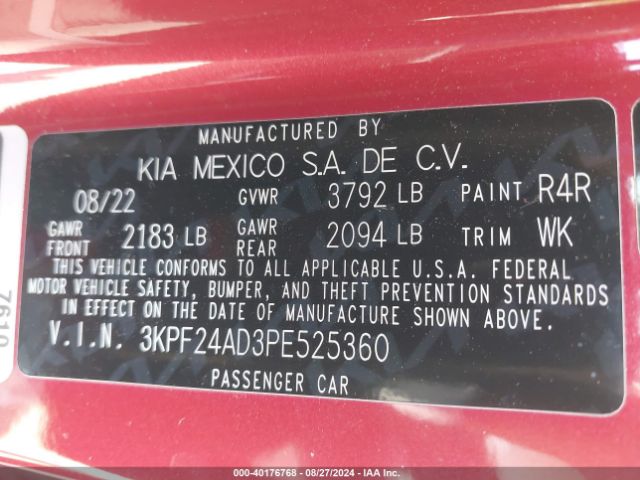 Photo 8 VIN: 3KPF24AD3PE525360 - KIA FORTE 