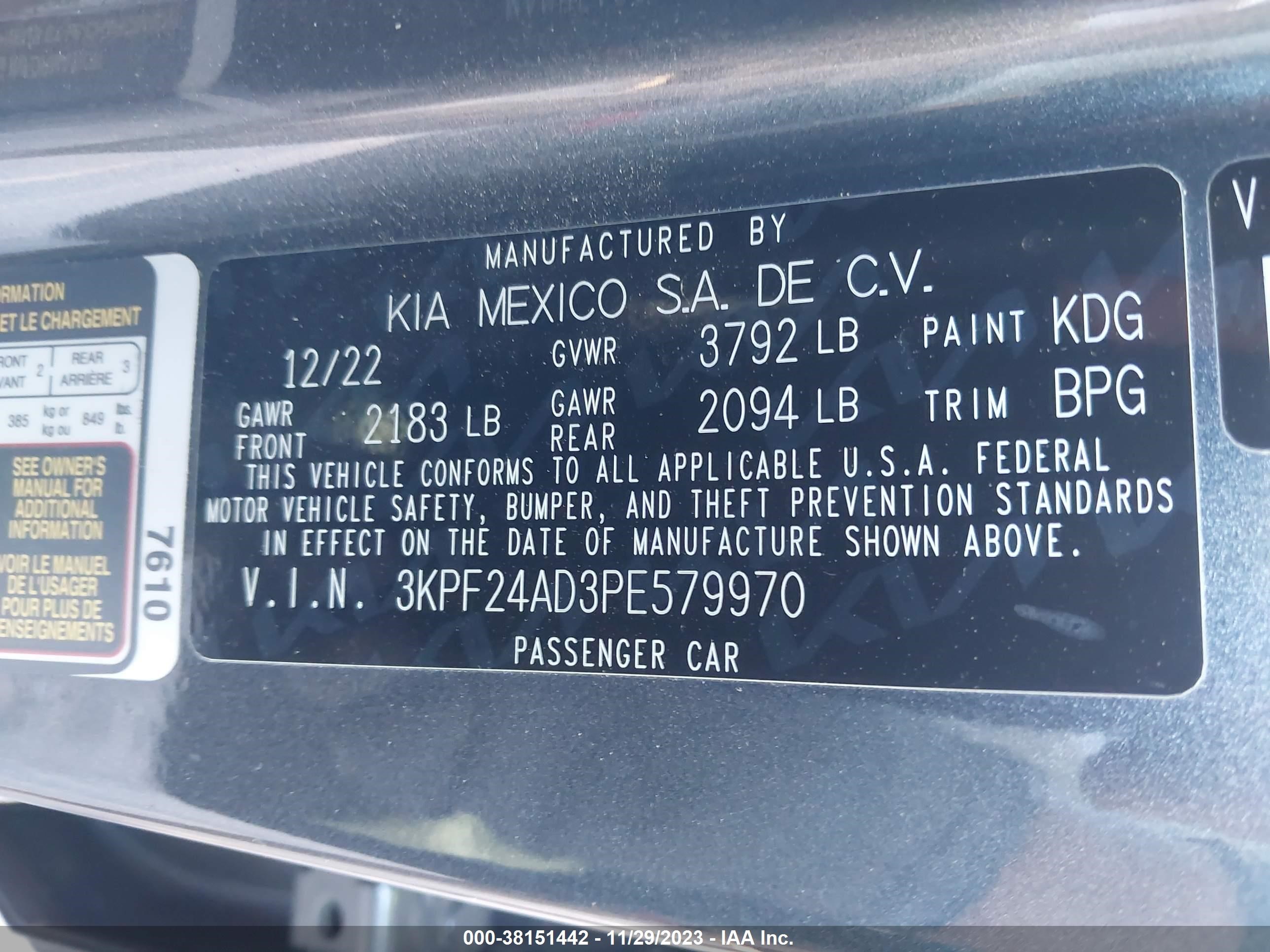 Photo 8 VIN: 3KPF24AD3PE579970 - KIA FORTE 