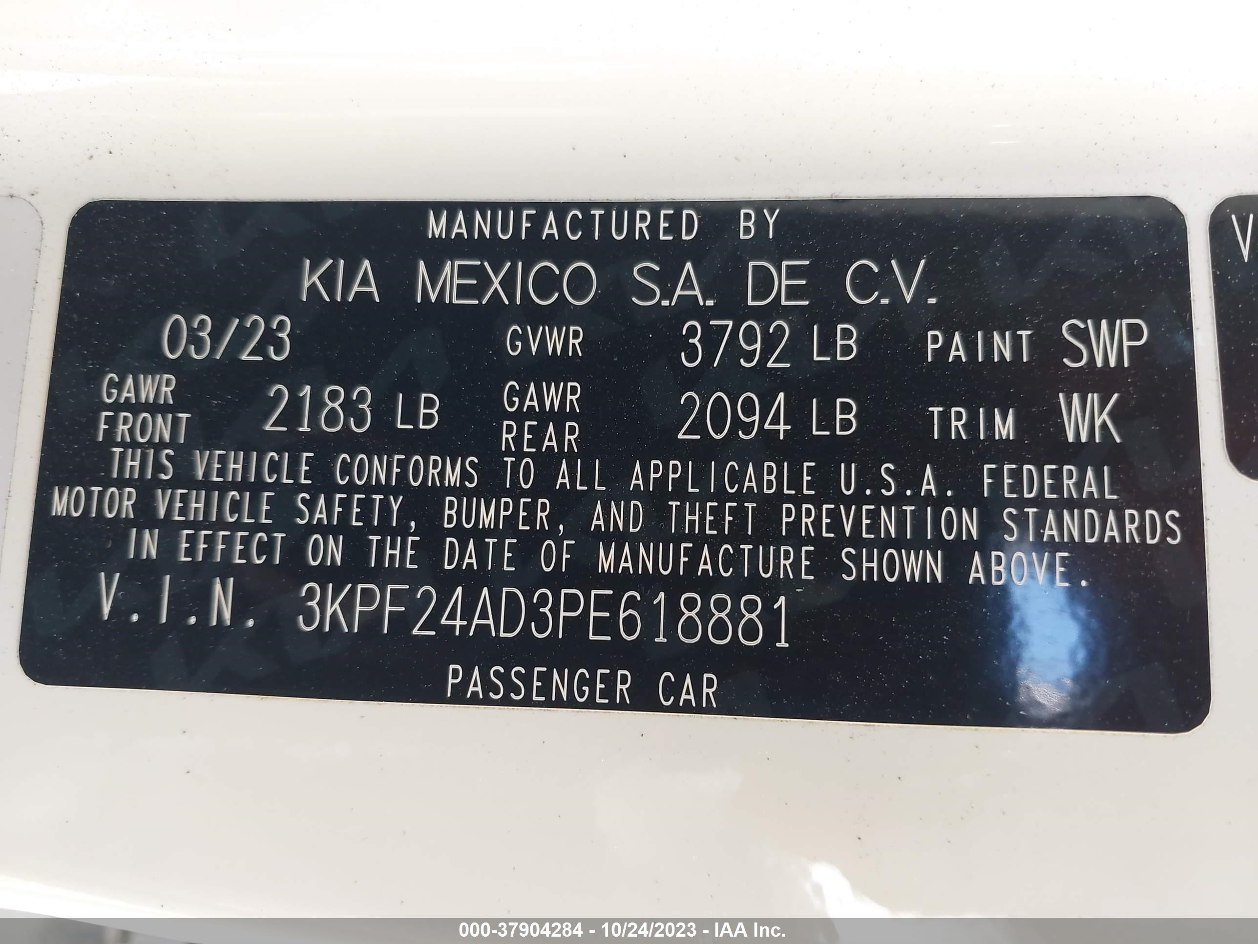 Photo 8 VIN: 3KPF24AD3PE618881 - KIA FORTE 