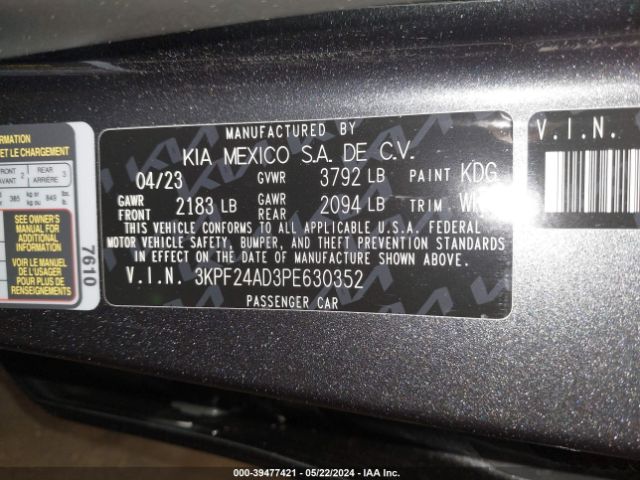 Photo 8 VIN: 3KPF24AD3PE630352 - KIA FORTE 