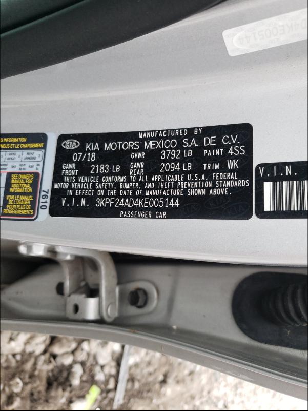 Photo 9 VIN: 3KPF24AD4KE005144 - KIA FORTE FE 