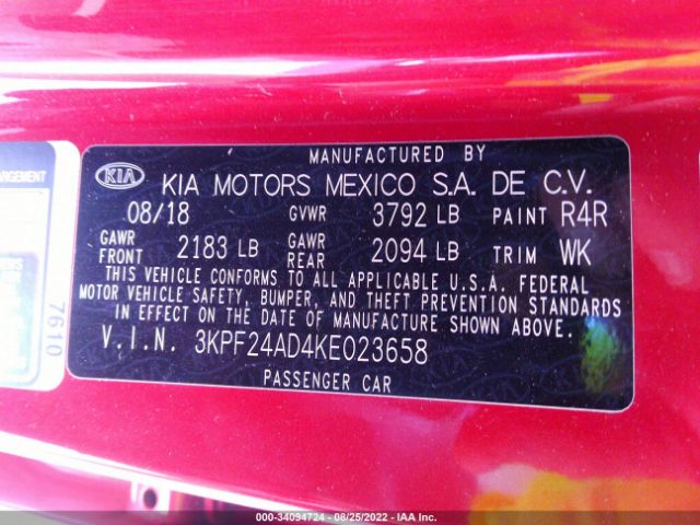 Photo 8 VIN: 3KPF24AD4KE023658 - KIA FORTE 