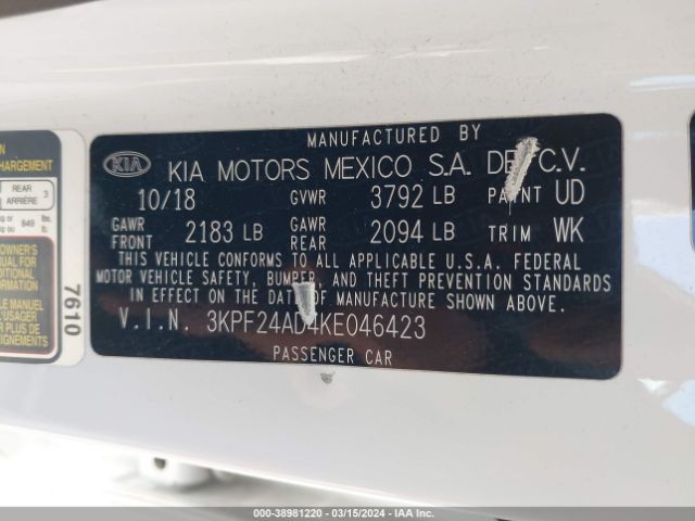 Photo 8 VIN: 3KPF24AD4KE046423 - KIA FORTE 