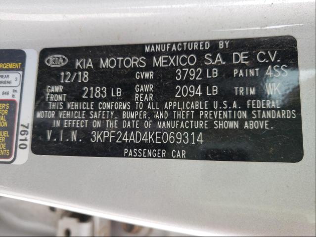 Photo 9 VIN: 3KPF24AD4KE069314 - KIA FORTE FE 