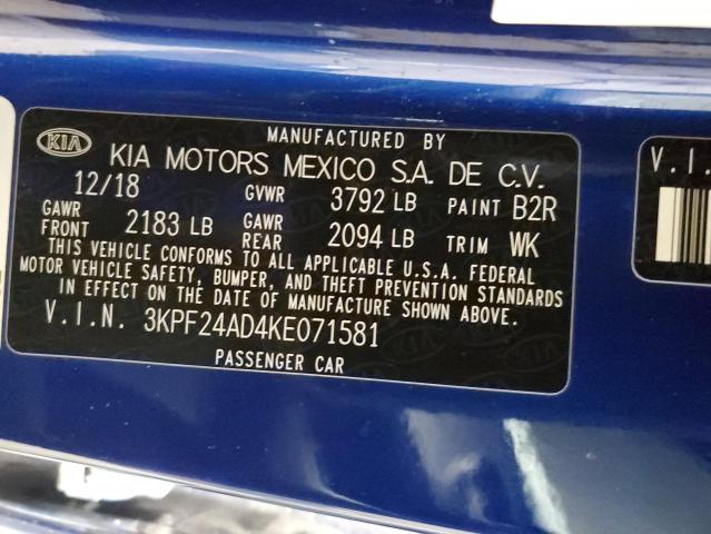 Photo 11 VIN: 3KPF24AD4KE071581 - KIA FORTE FE 