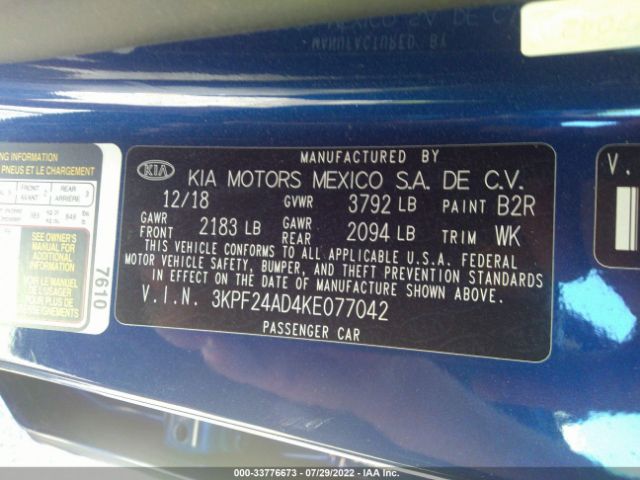 Photo 8 VIN: 3KPF24AD4KE077042 - KIA FORTE 