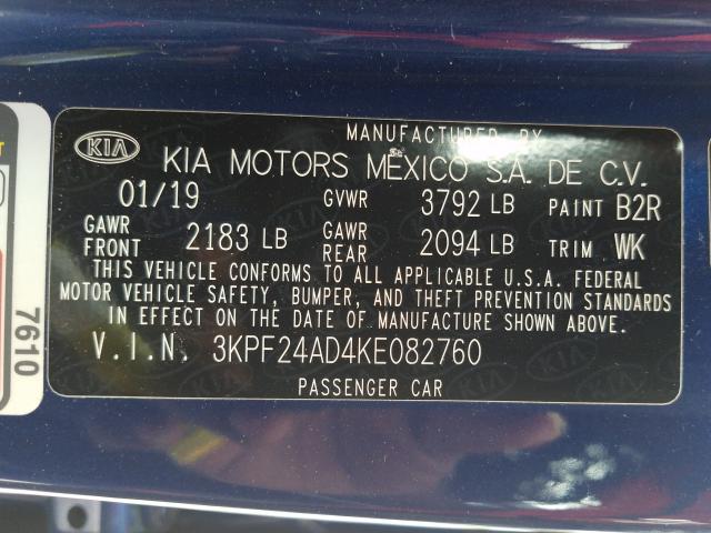 Photo 9 VIN: 3KPF24AD4KE082760 - KIA FORTE FE 