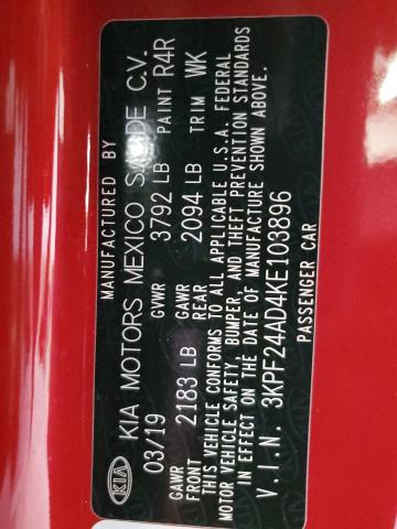 Photo 9 VIN: 3KPF24AD4KE103896 - KIA FORTE FE 