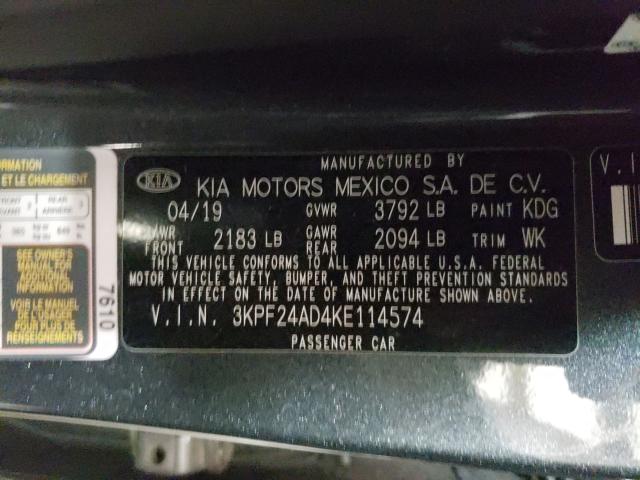 Photo 9 VIN: 3KPF24AD4KE114574 - KIA FORTE FE 