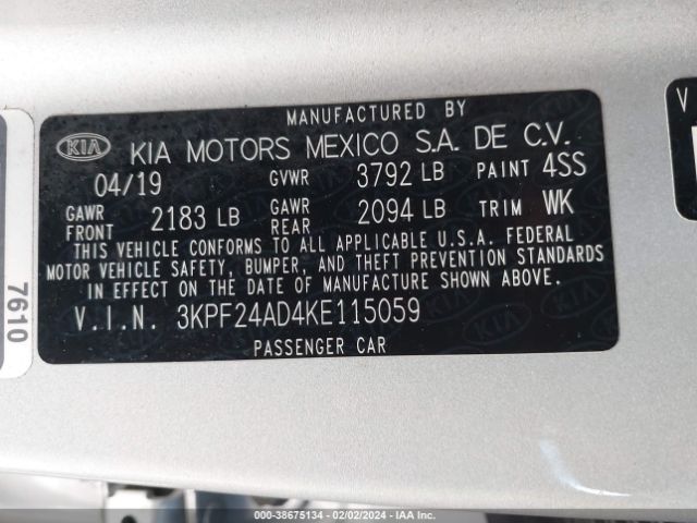 Photo 8 VIN: 3KPF24AD4KE115059 - KIA FORTE 