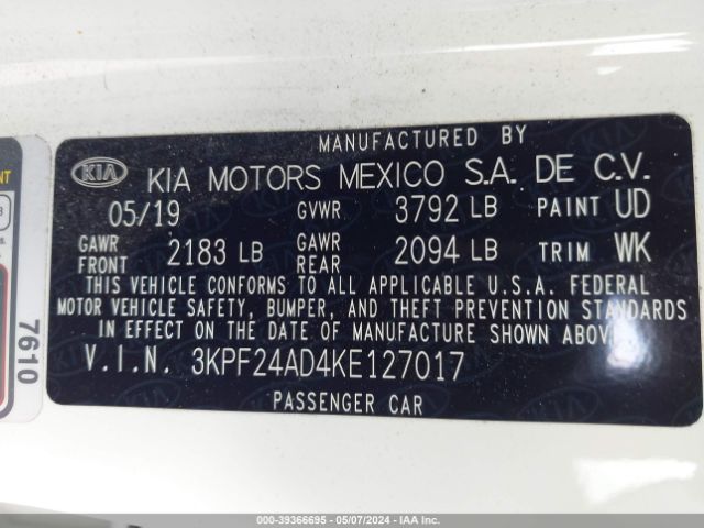 Photo 8 VIN: 3KPF24AD4KE127017 - KIA FORTE 