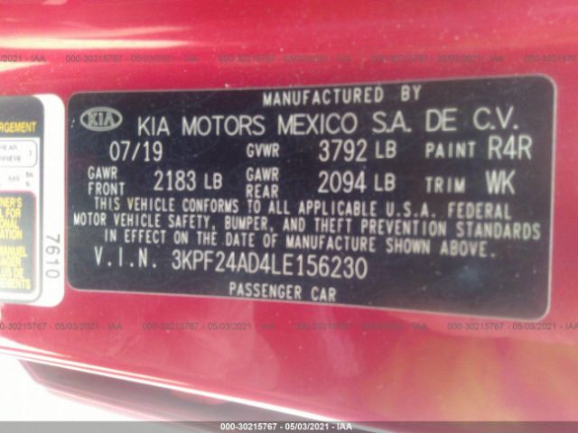 Photo 8 VIN: 3KPF24AD4LE156230 - KIA FORTE 